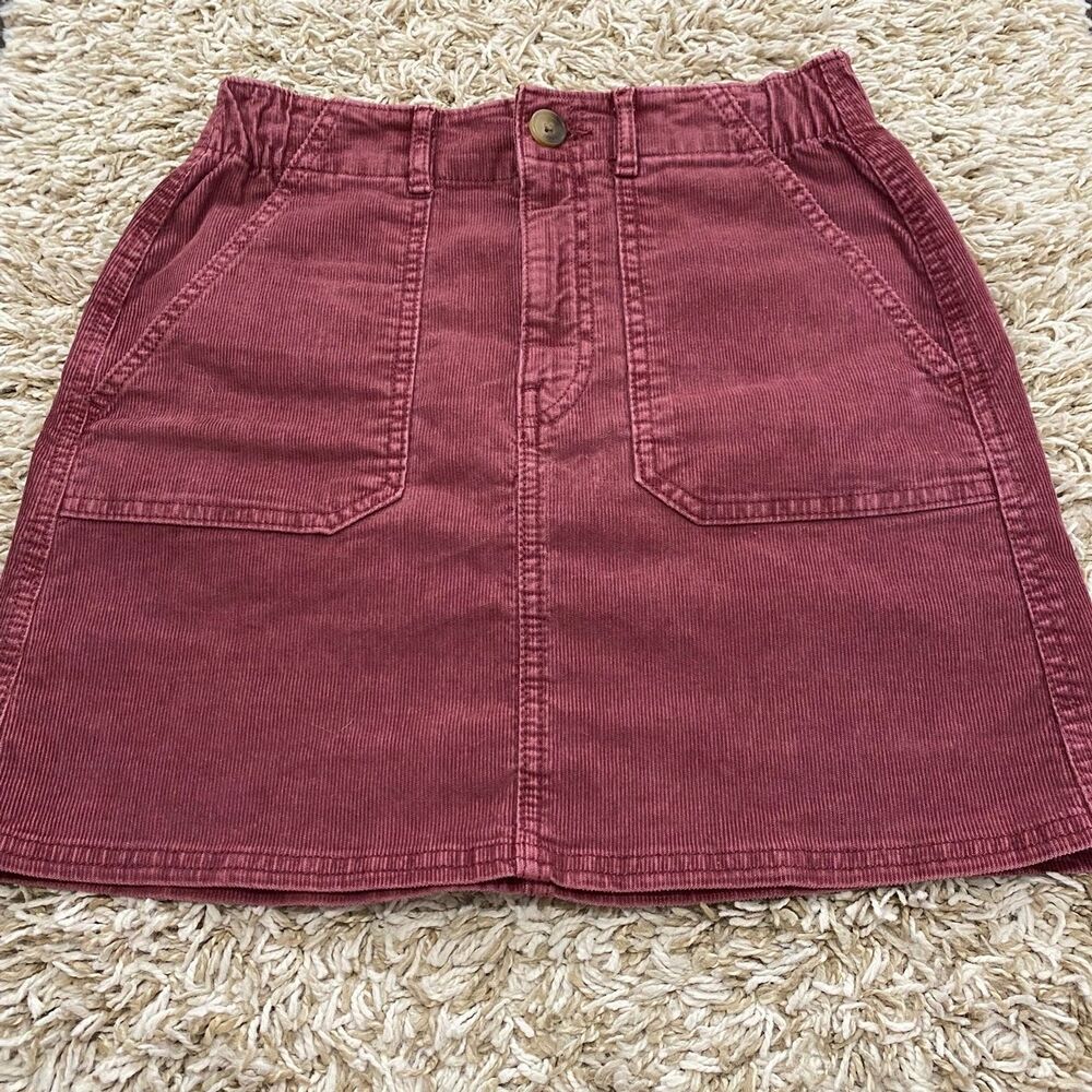 American Eagle Outfitters Corduroy Hi-Rise A-Line Mini Skirt Red Size 0 Long NWT